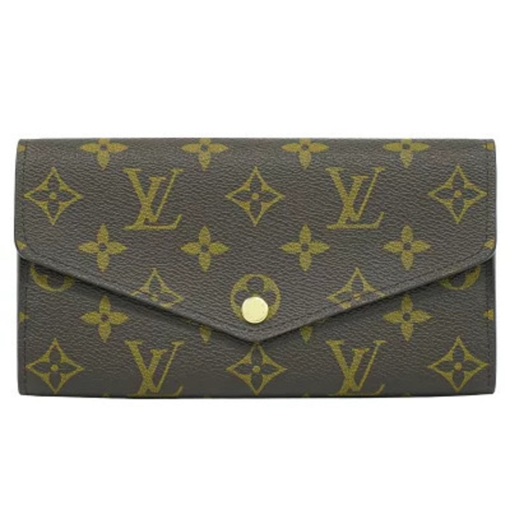Louis Vuitton LV Portefeuille Sarah Monogram Long Wallet Canvas Leather Brown